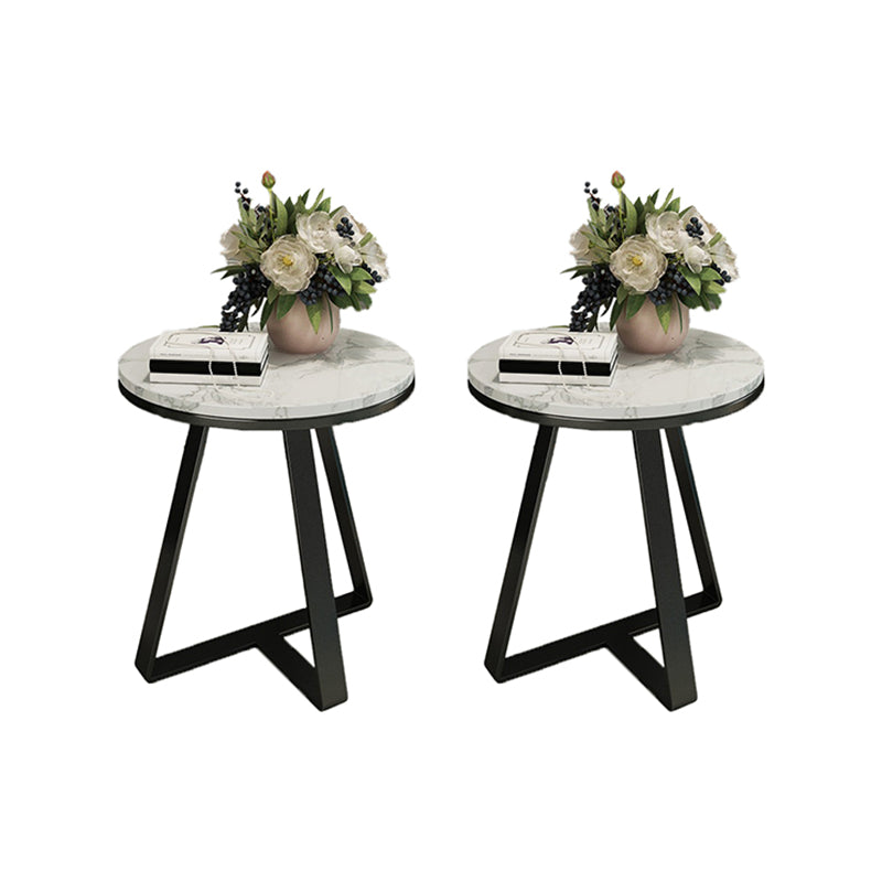 Round Marble End Table Set Glam Dia 19.7-In Sofa Side Accent Table