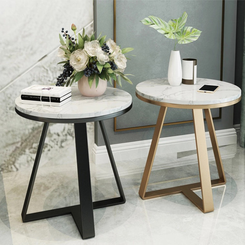 Round Marble End Table Set Glam Dia 19.7-In Sofa Side Accent Table