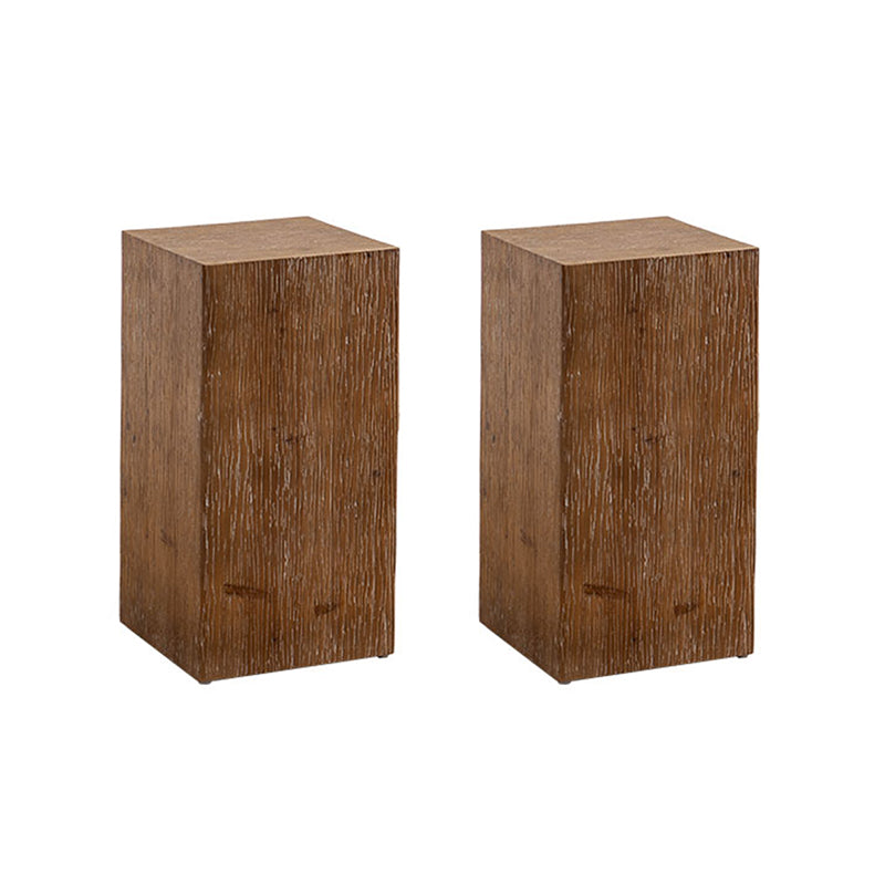Country Style Square Side Table Natural Solid Wood End Table