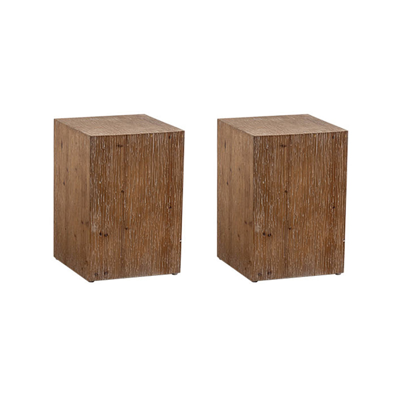 Country Style Square Side Table Natural Solid Wood End Table