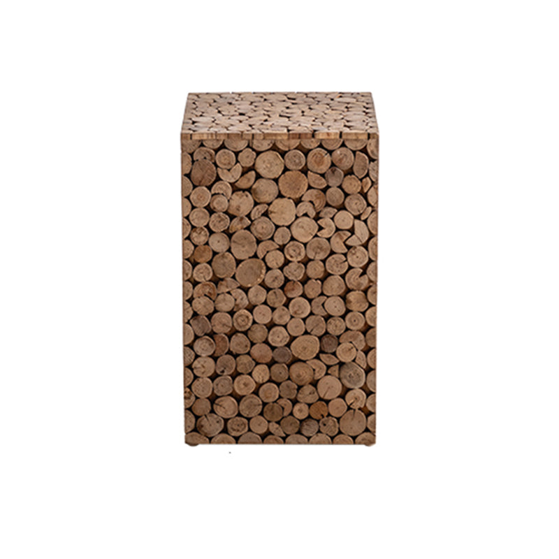 Country Style Square Side Table Natural Solid Wood End Table