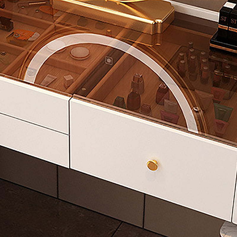 Glam Makeup Vanity Set Glass Top Vanity Dressing Table with Drawers