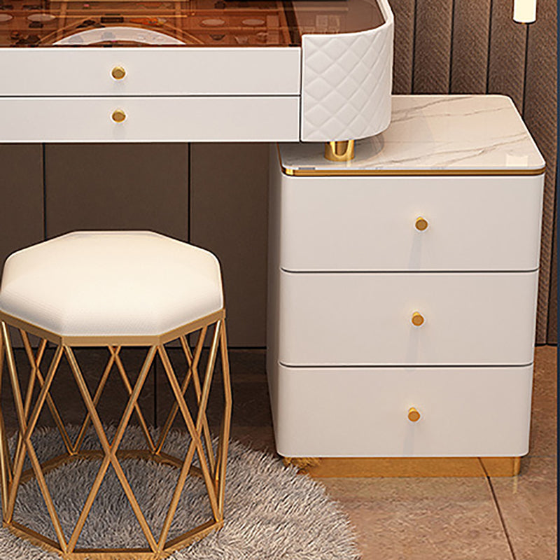 Glam Makeup Vanity Set Glass Top Vanity Dressing Table with Drawers
