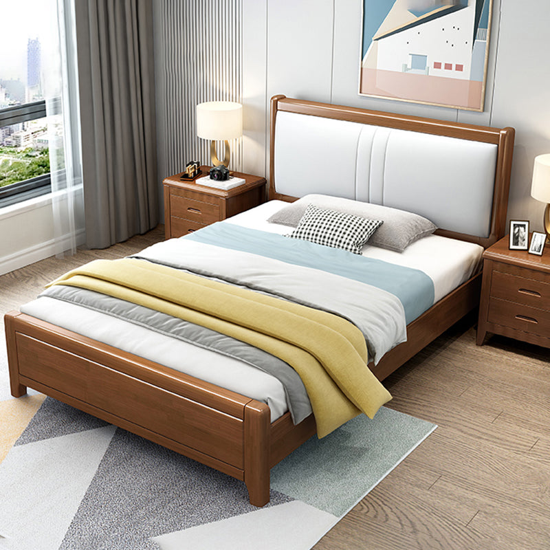 Solid Wood Footboard Bed Beveled Headboard Bed with Custom Legs