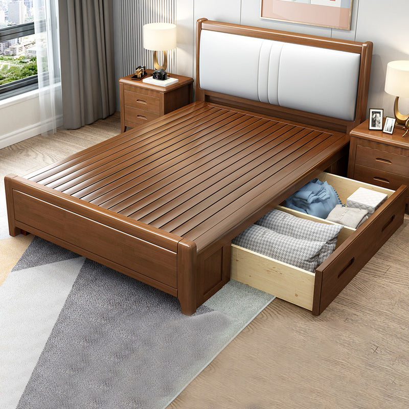 Solid Wood Footboard Bed Beveled Headboard Bed with Custom Legs