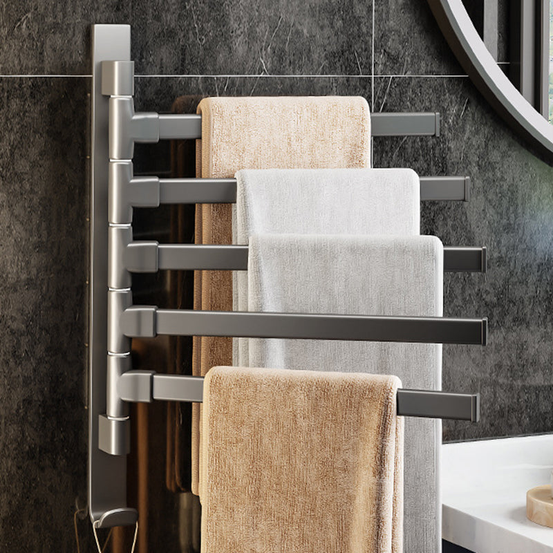 Contemporary Gray Bathroom Accessory Set Aluminum Towel Bar