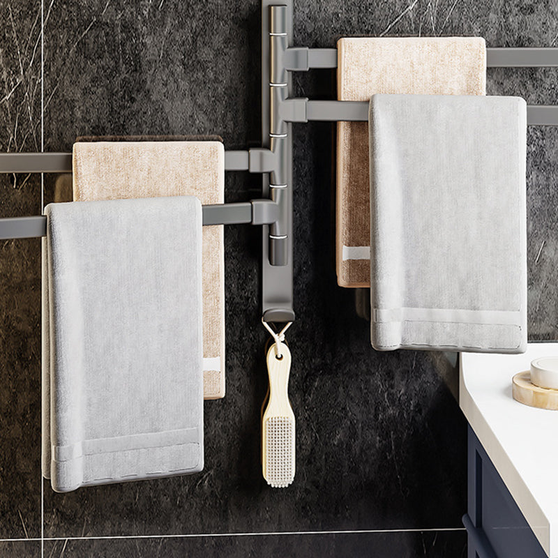 Contemporary Gray Bathroom Accessory Set Aluminum Towel Bar
