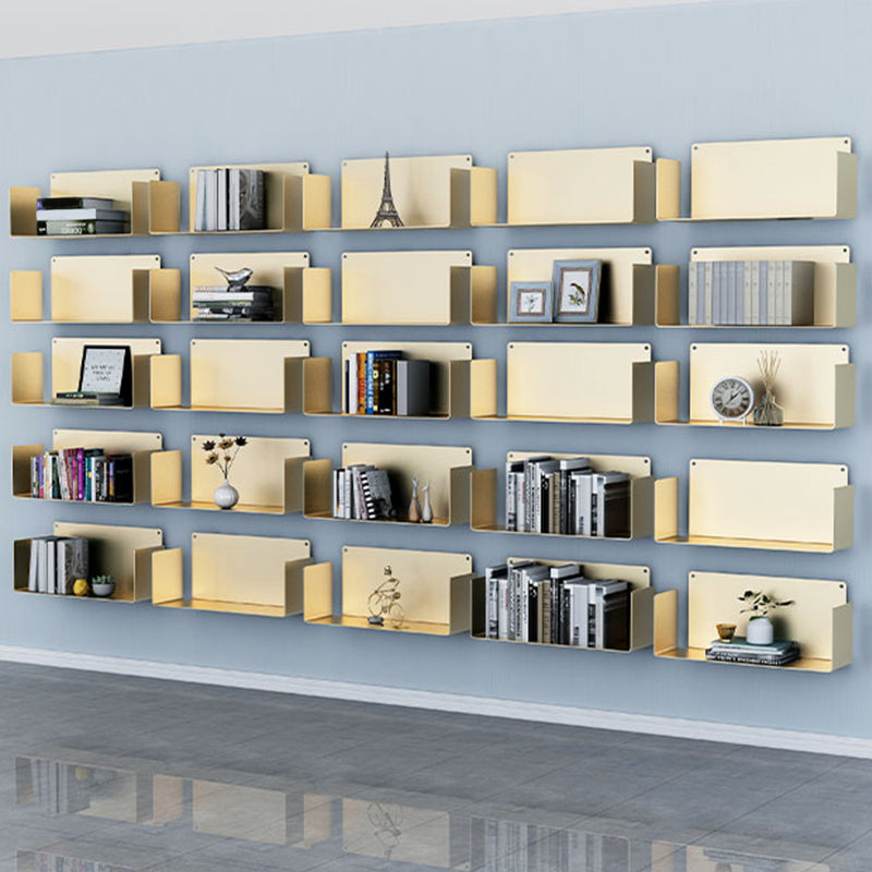 1 Shelf Closed Back Bookshelf Glam Metal Floating Horizontal Bookcase