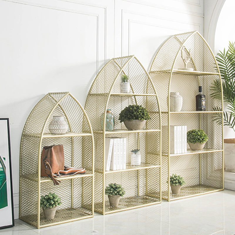 Glam Gold Bookshelf Standard Metal Bookcase with Shelves for Home Office