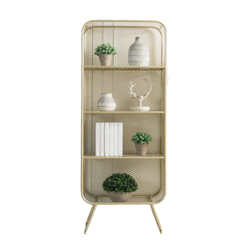 Glam Gold Bookshelf Standard Metal Bookcase with Shelves for Home Office