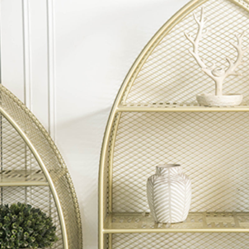 Glam Gold Bookshelf Standard Metal Bookcase with Shelves for Home Office