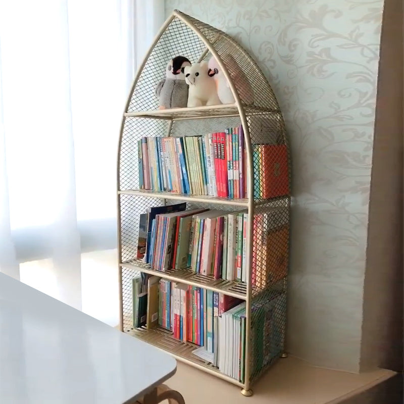 Glam Gold Bookshelf Standard Metal Bookcase with Shelves for Home Office