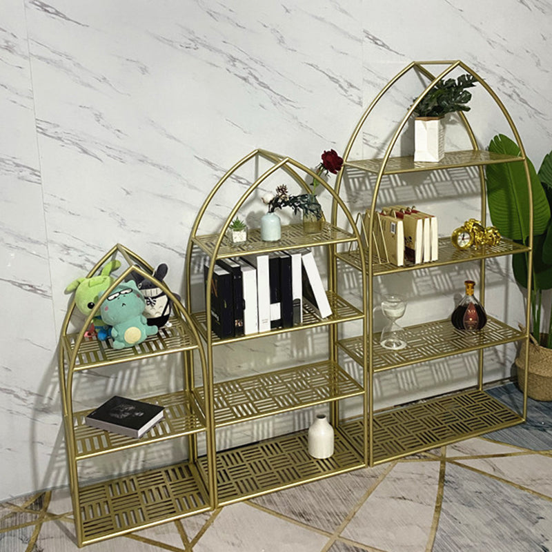 Glam Gold Bookshelf Standard Metal Bookcase with Shelves for Home Office
