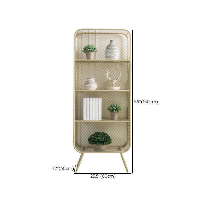Glam Gold Bookshelf Standard Metal Bookcase with Shelves for Home Office