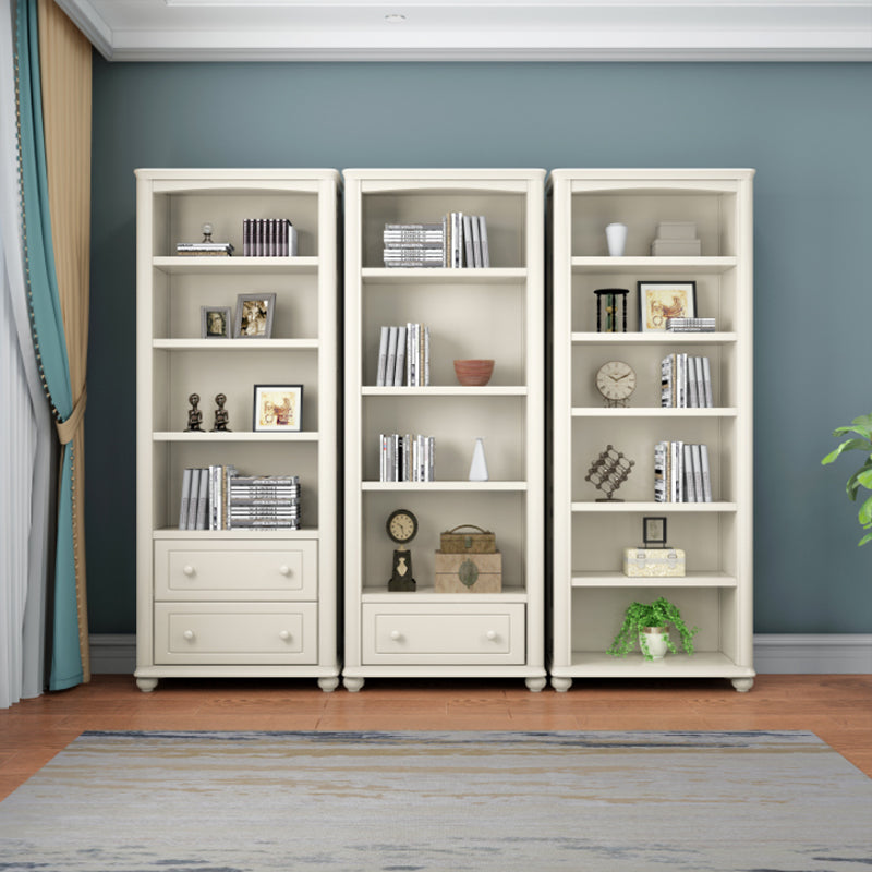 Wood Standard Bookshelf White Contemporary Bookcase with Shelves
