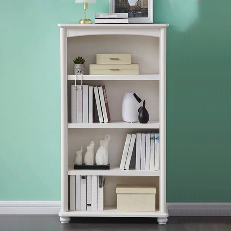 Wood Standard Bookshelf White Contemporary Bookcase with Shelves