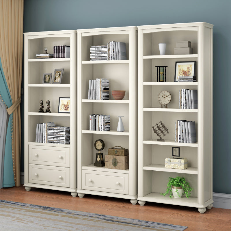 Wood Standard Bookshelf White Contemporary Bookcase with Shelves
