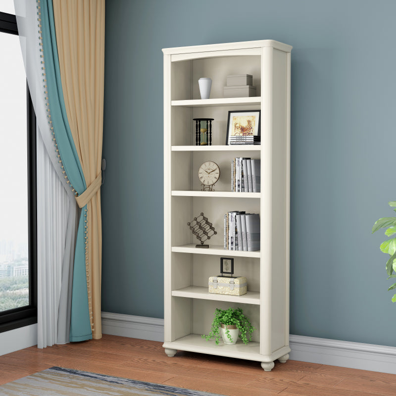 Wood Standard Bookshelf White Contemporary Bookcase with Shelves