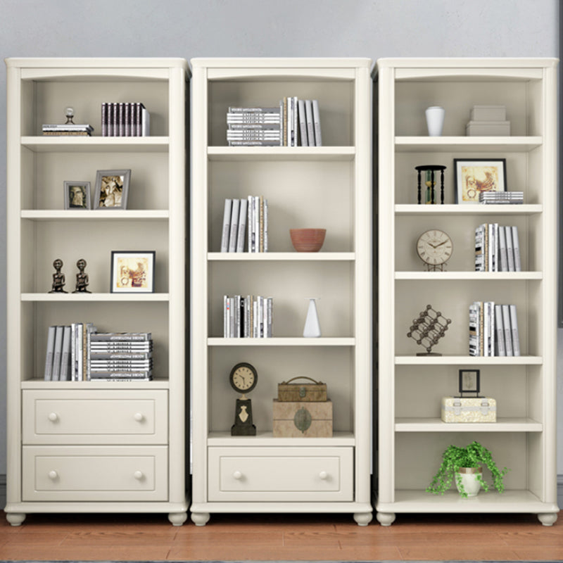 Wood Standard Bookshelf White Contemporary Bookcase with Shelves