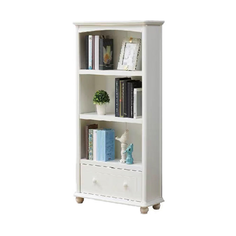 Wood Standard Bookshelf White Contemporary Bookcase with Shelves