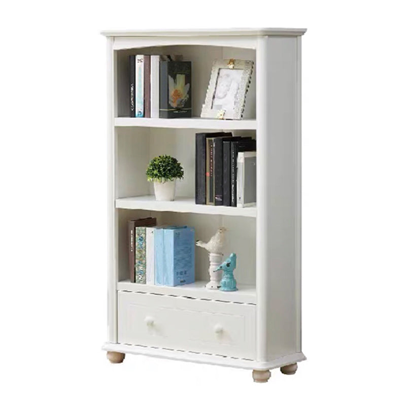Wood Standard Bookshelf White Contemporary Bookcase with Shelves