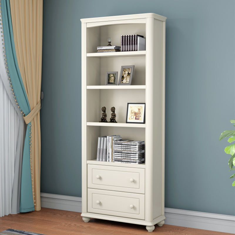 Wood Standard Bookshelf White Contemporary Bookcase with Shelves