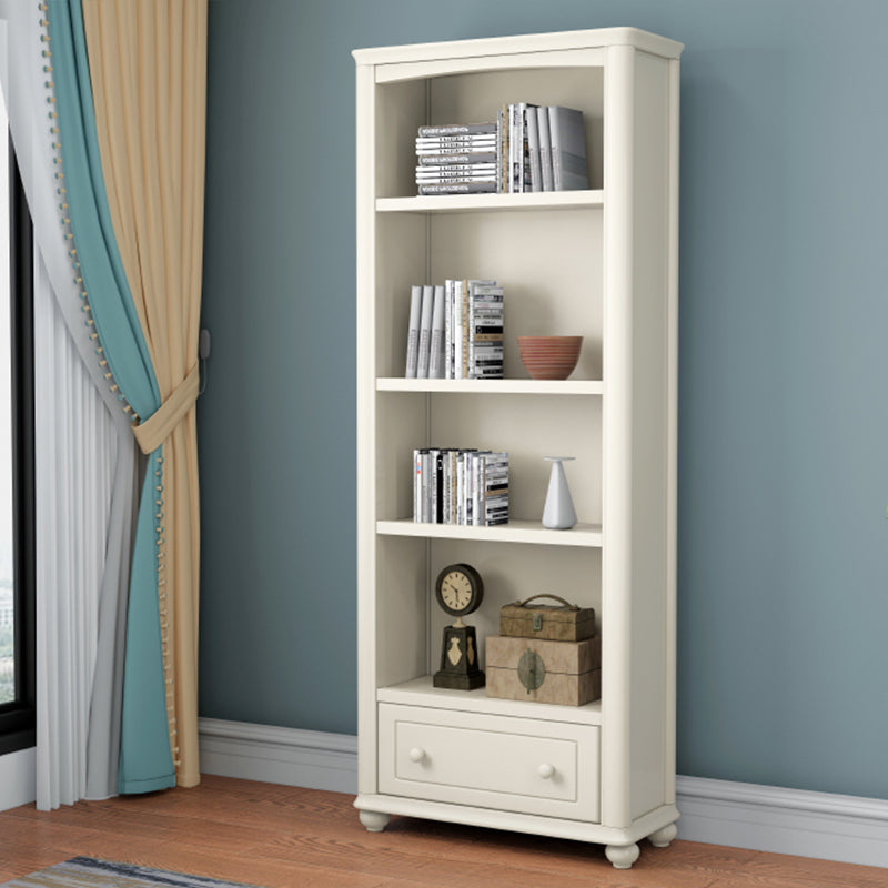 Wood Standard Bookshelf White Contemporary Bookcase with Shelves