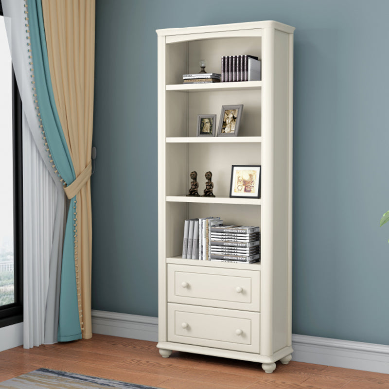 Wood Standard Bookshelf White Contemporary Bookcase with Shelves