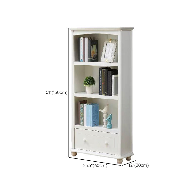 Wood Standard Bookshelf White Contemporary Bookcase with Shelves