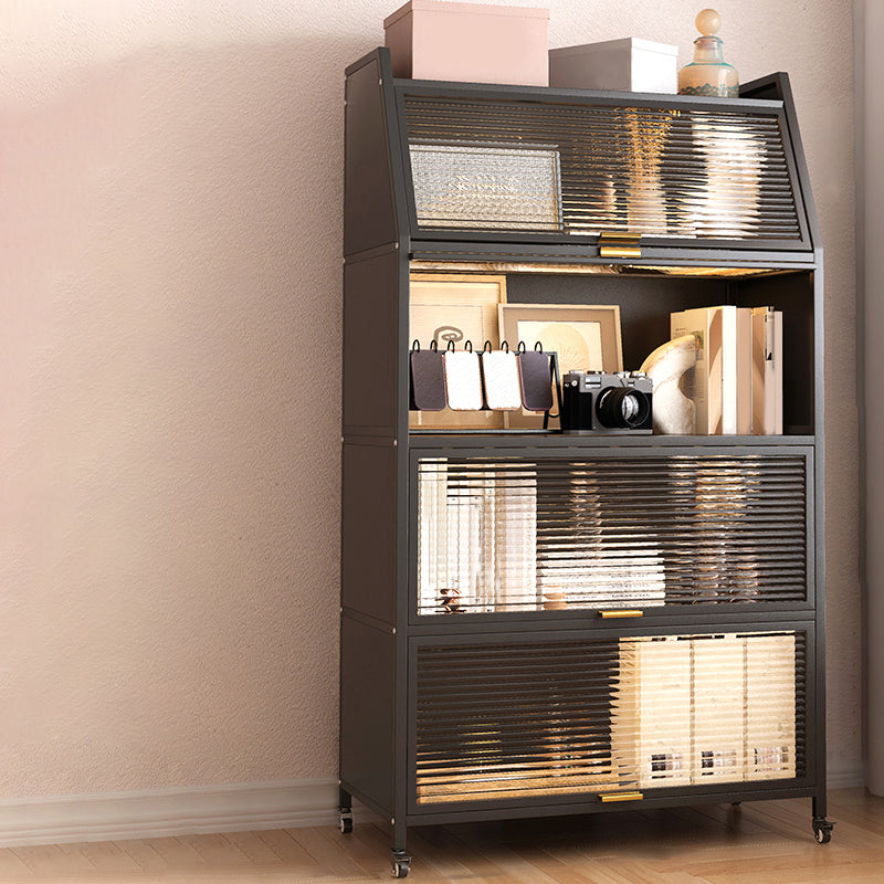 Standard Metal Industrial Bookcase Closed Back Bookshelf with Cabinets