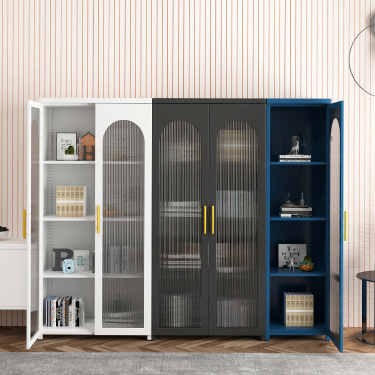 Scandinavian Metal Bookshelf Standard Closed Back Bookcase with Cabinets