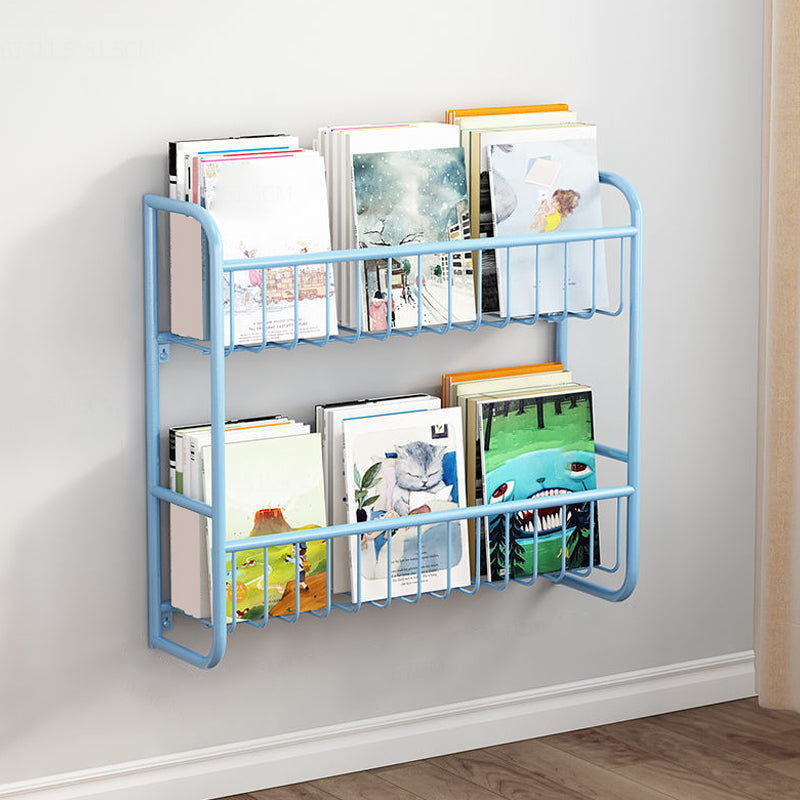 Metal Floating Scandinavian Bookcase Closed Back Bookshelf with Shelves