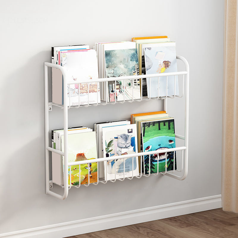 Metal Floating Scandinavian Bookcase Closed Back Bookshelf with Shelves