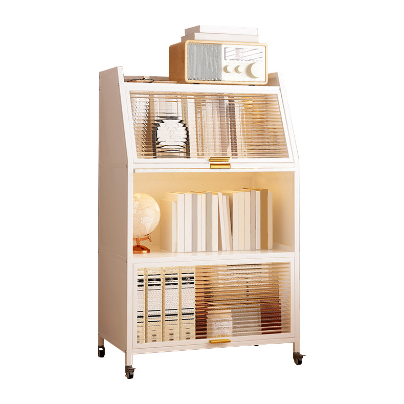 Metal Standard Bookshelf Closed Back Industrial Bookcase with Cabinets