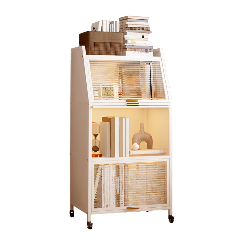 Metal Standard Bookshelf Closed Back Industrial Bookcase with Cabinets