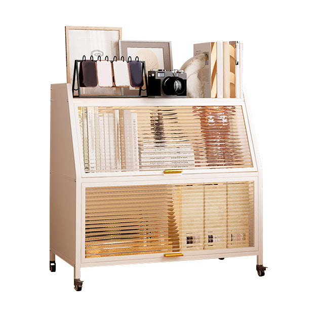 Metal Standard Bookshelf Closed Back Industrial Bookcase with Cabinets