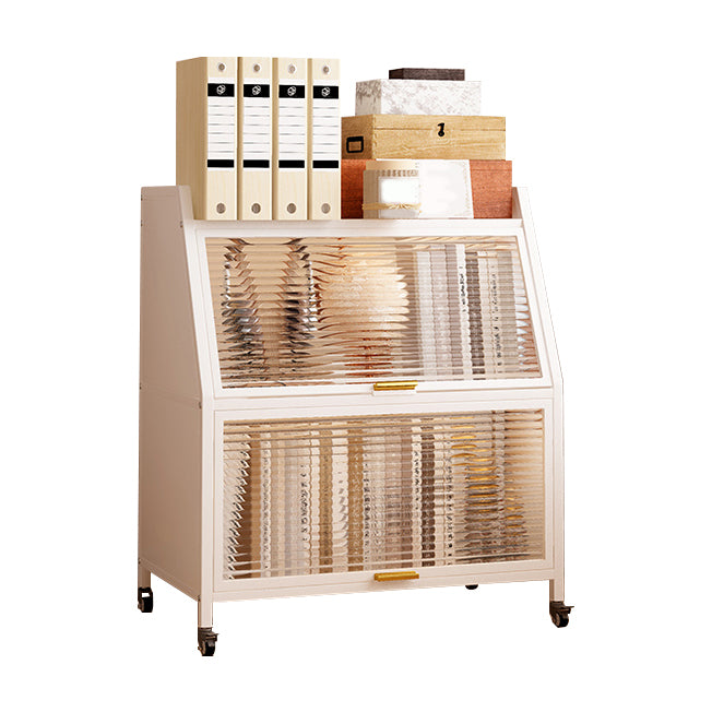 Metal Standard Bookshelf Closed Back Industrial Bookcase with Cabinets