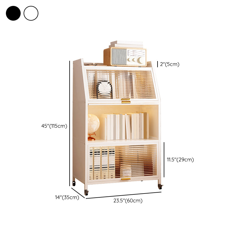 Metal Standard Bookshelf Closed Back Industrial Bookcase with Cabinets