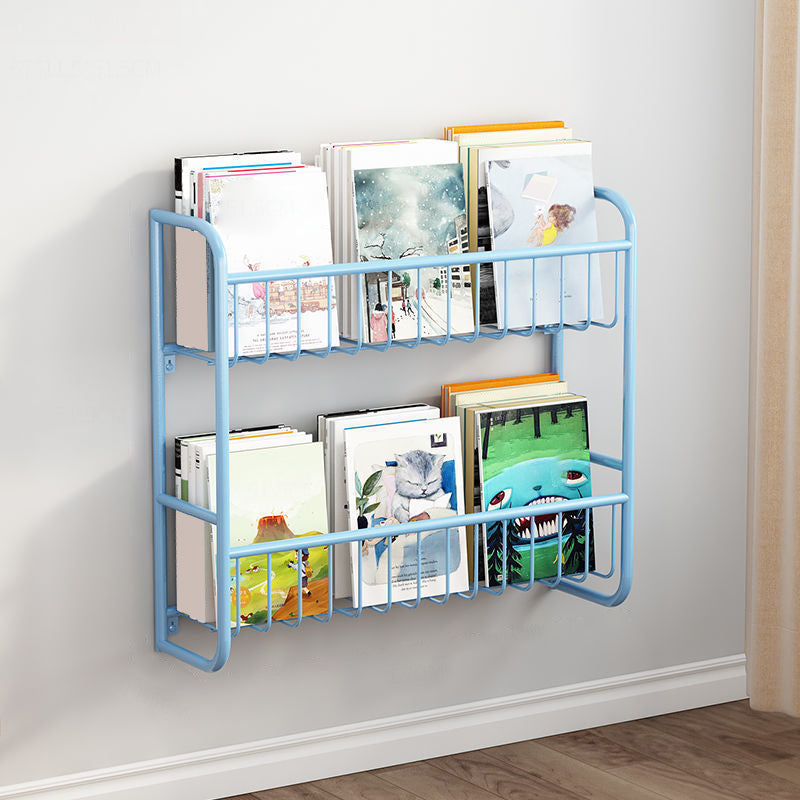 Metal Closed Back Bookshelf Scandinavian Wall Mounted Bookcase