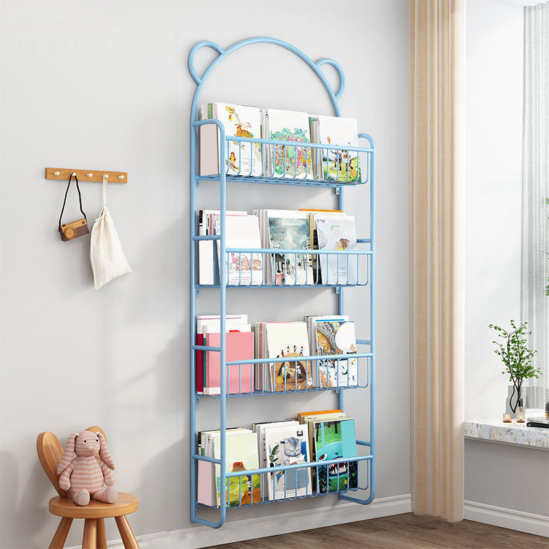 Metal Closed Back Bookshelf Scandinavian Wall Mounted Bookcase