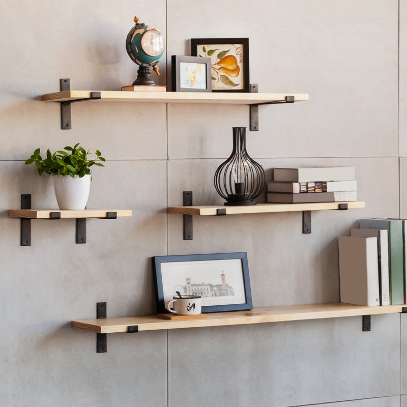 Contemporary Floating Bookshelf Wooden Natural Closed Back Bookcase