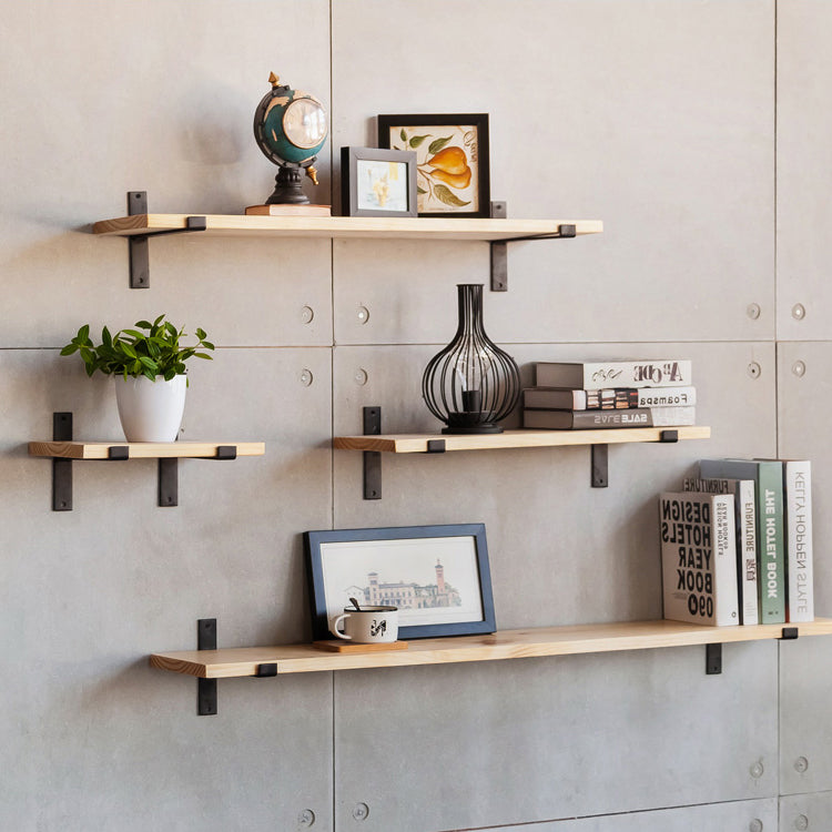 Contemporary Floating Bookshelf Wooden Natural Closed Back Bookcase