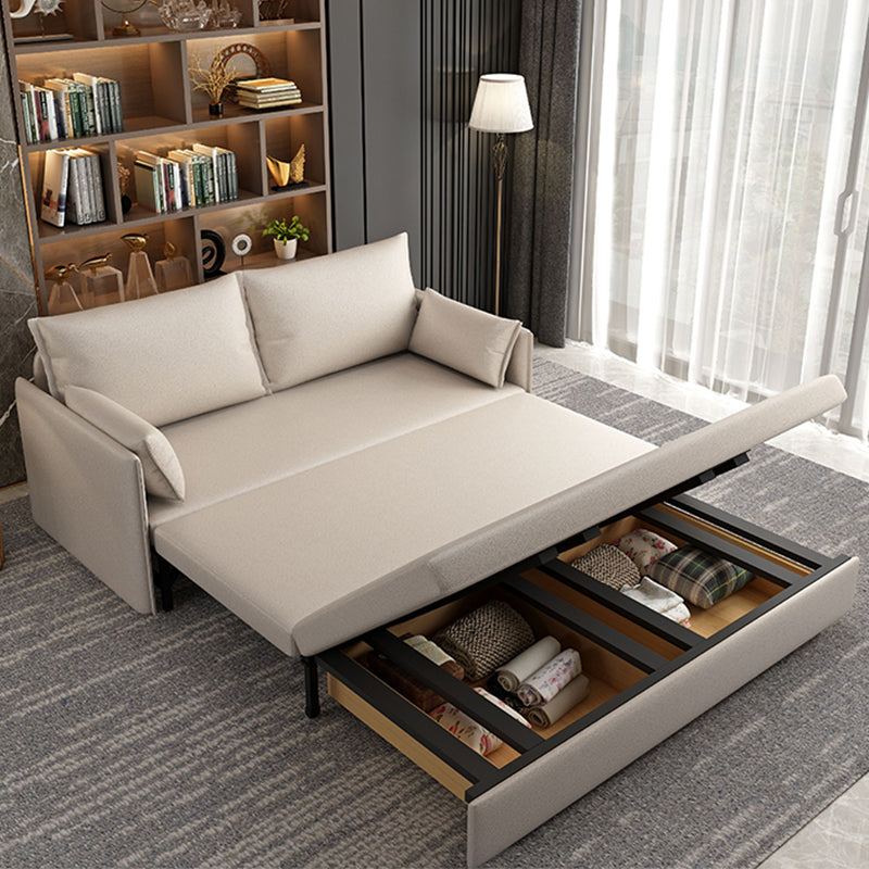 Contemporary Sofa Futon Bonded Leather Futon Sleeper Sofa with Storage