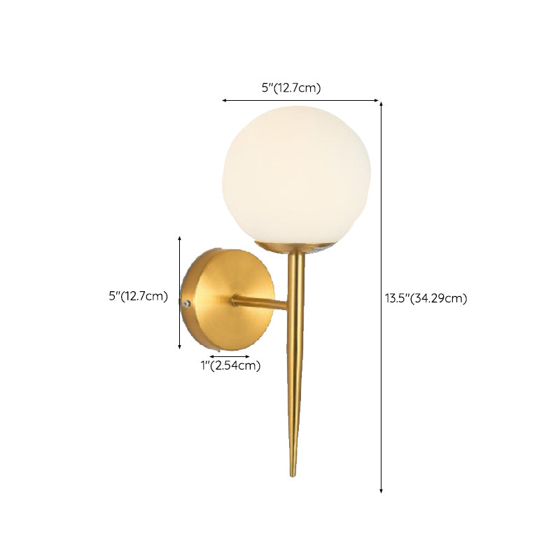 Modern Style Ball Shade Wall Light Glass 1 Light Sconces in Gold for Living Room