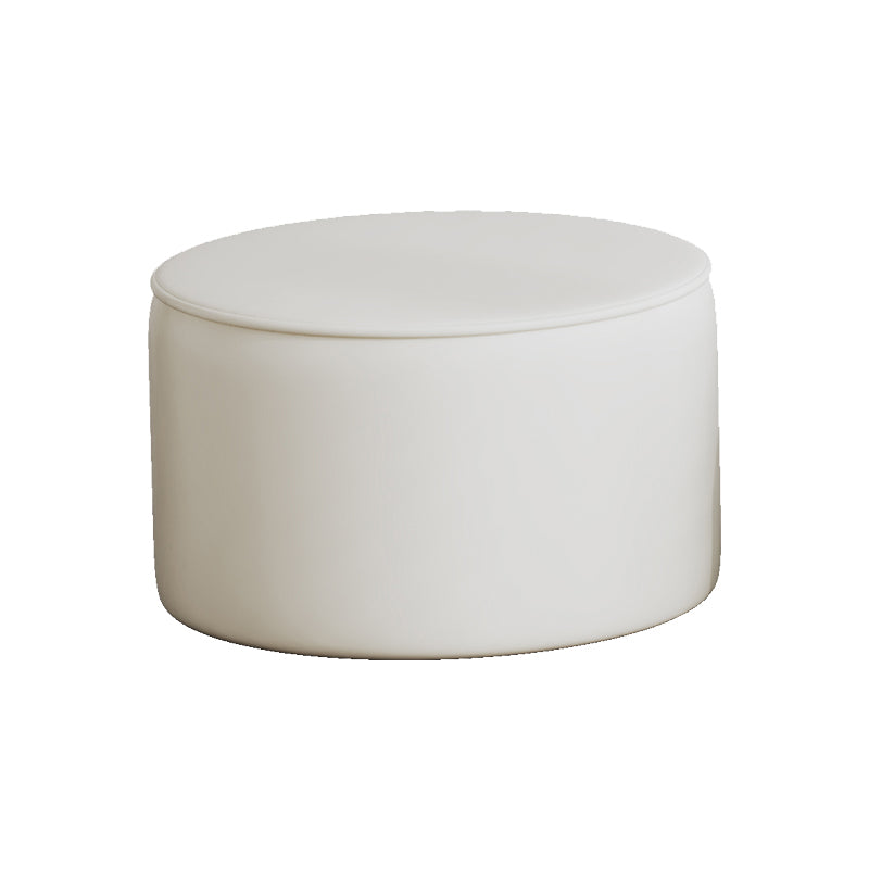 Modern Pouf Ottoman PU Leather Upholstered Solid Color Round Ottoman