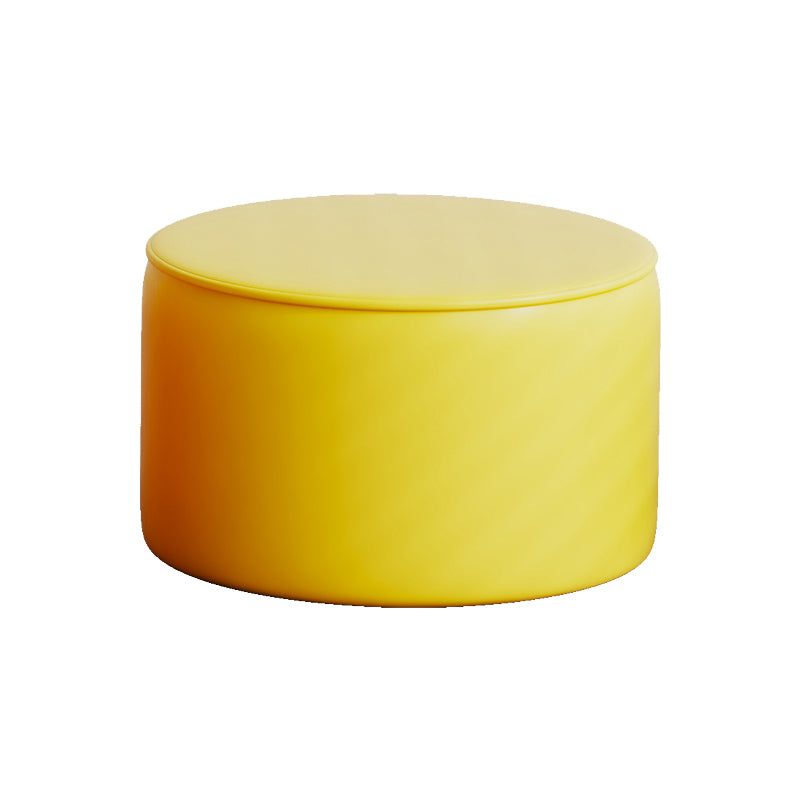 Modern Pouf Ottoman PU Leather Upholstered Solid Color Round Ottoman