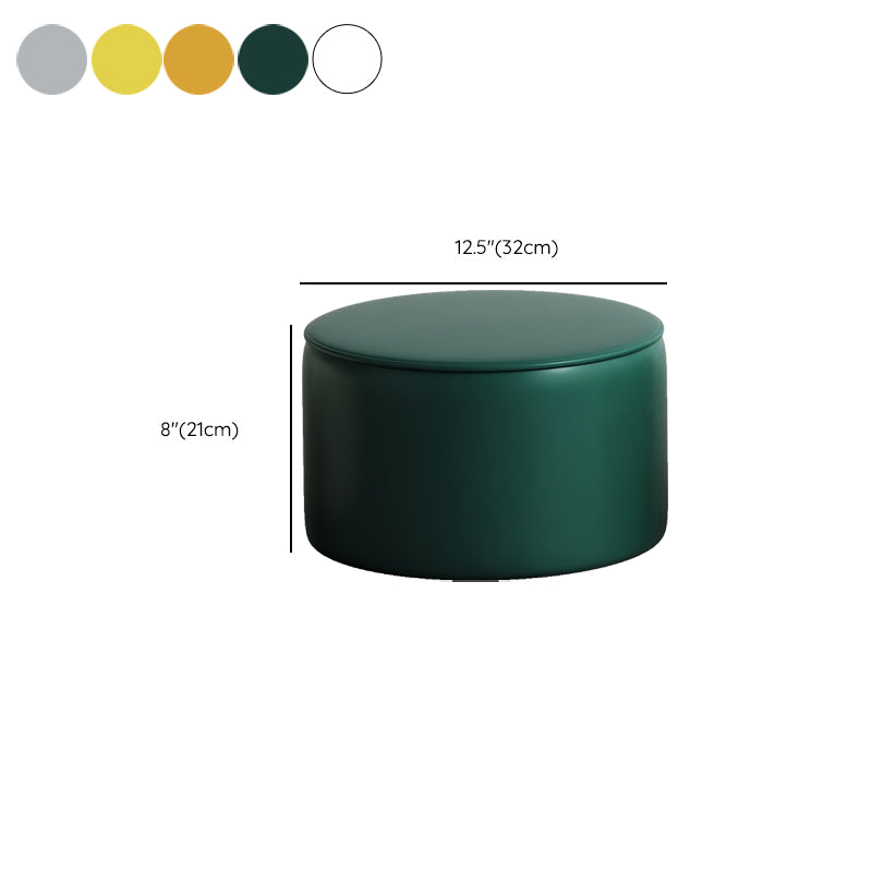 Modern Pouf Ottoman PU Leather Upholstered Solid Color Round Ottoman