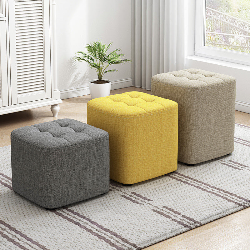 Modern Dark Grey Square Pouf Cotton Tear Resistant Pouf for Living Room
