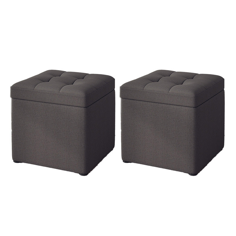 Modern Dark Grey Square Pouf Cotton Tear Resistant Pouf for Living Room