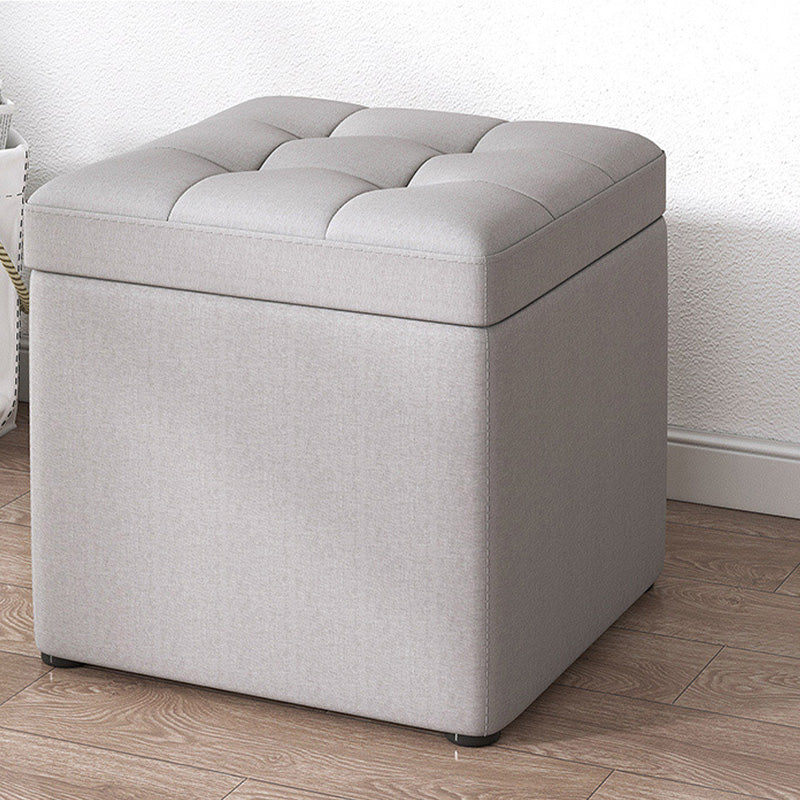 Modern Dark Grey Square Pouf Cotton Tear Resistant Pouf for Living Room